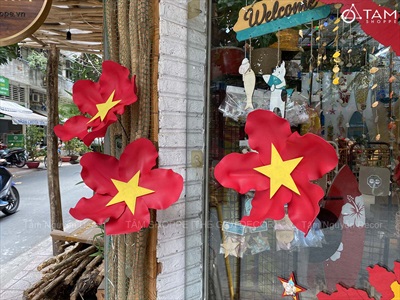 Hoa cờ Việt Nam cao cấp [Nhẹ - 3 Size] 35-40-45cm CANHHOA-12